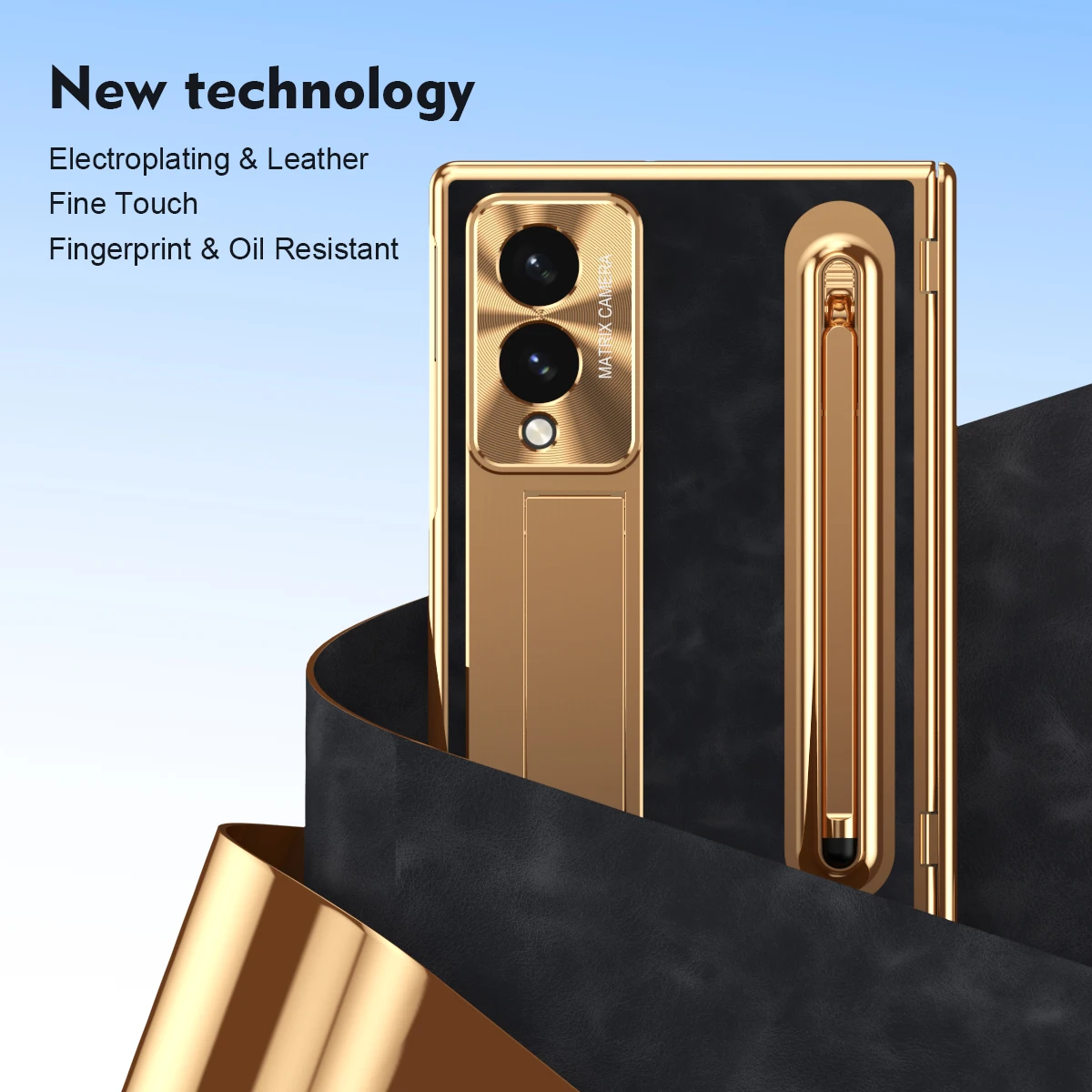 Premium Foldable Phone Case with Hidden Stand and Pen Slot - Includes HD Screen Protector