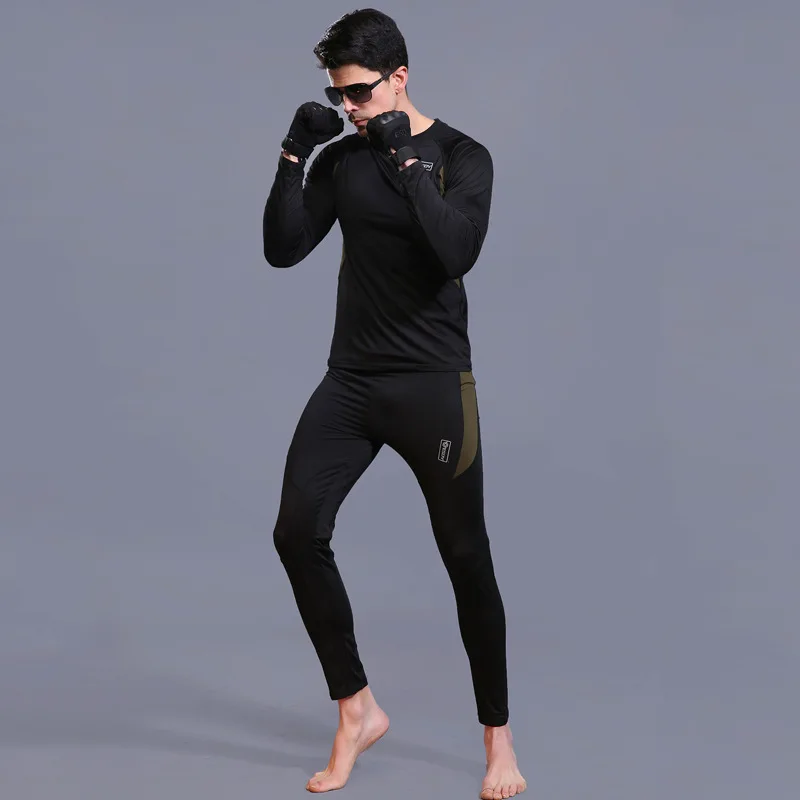 2023 New Winter Men's Outdoor Sports Underwear Sets Military Tactical Warmth Long Sleeve Men Clothing Sets Training Fitness Suit