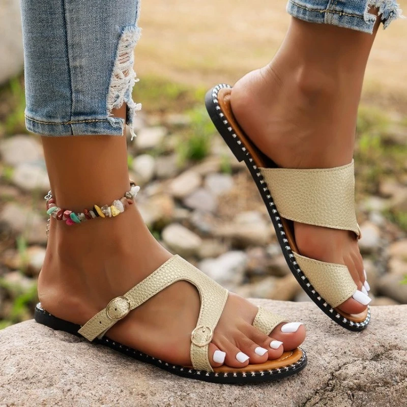 Women Slippers New Summer Pearly Sandals Ladies Flats Flip Flop Casual Slingback Slippers Slides Women Zapatos De Mujer