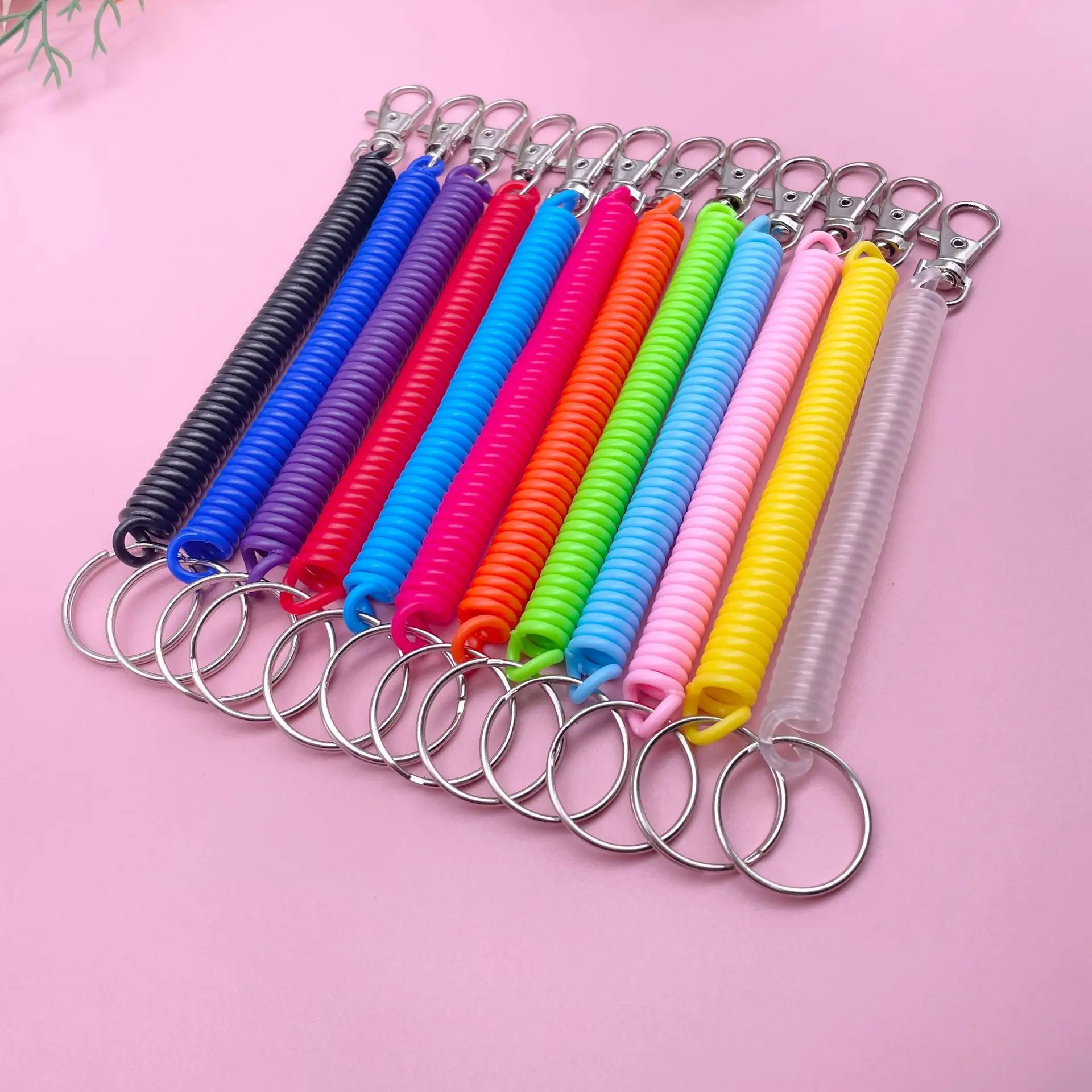 5PCS Spiralretractable Spring Coil Keychain Theftproof Amtilost