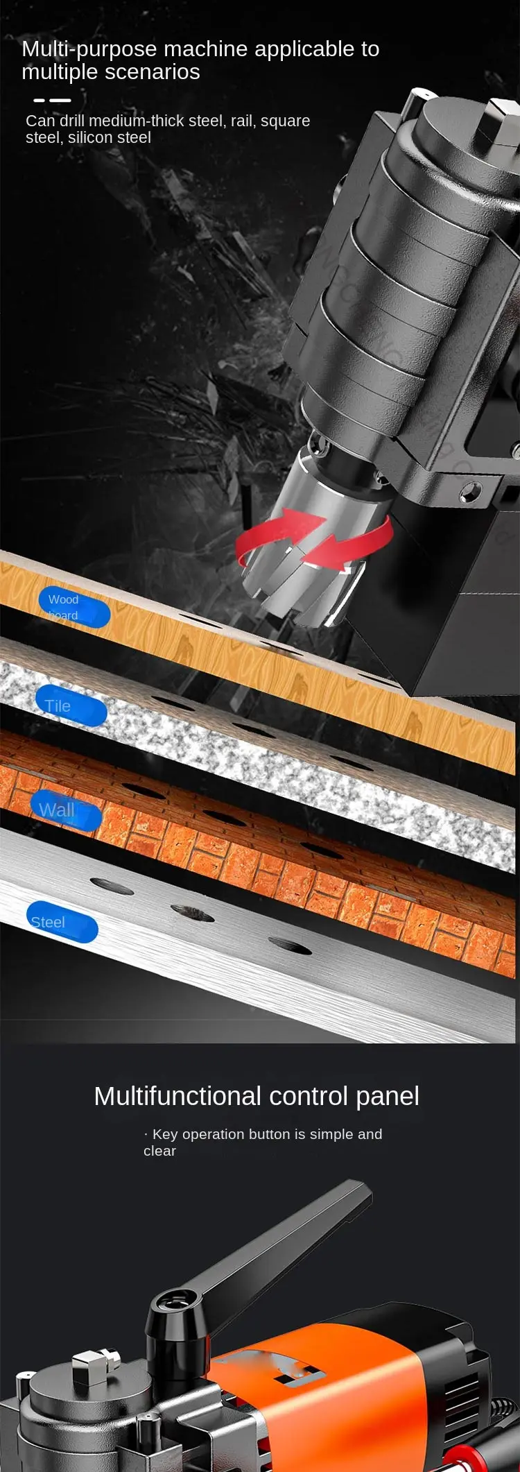 Magnetic Base Drill Iron Suction  High Altitude Drilling Machine Horizontal Benc