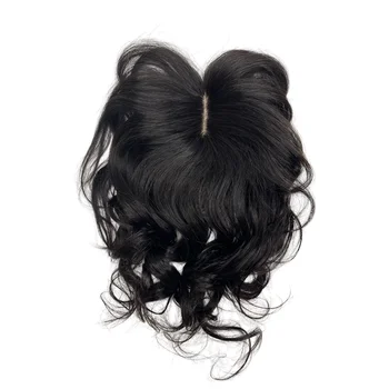 Topper per capelli ricci Anemone per donna Topper per capelli umani con frangia Clip nell'estensione del parrucchino per copertura da indossare ogni giorno Capelli grigi