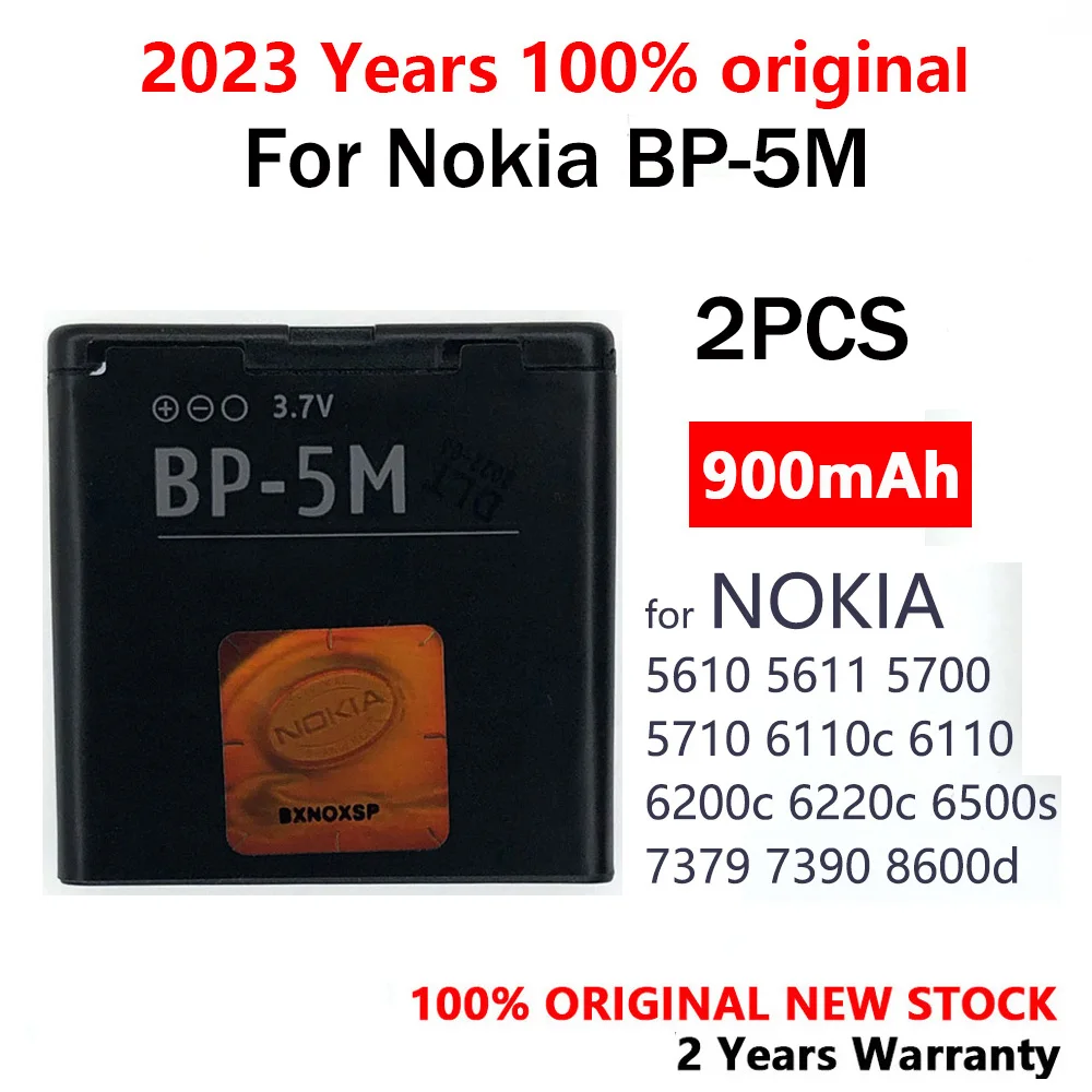 

1PCS 2PCS BP-5M BP 5M BP5M 900mAh New Battery For Nokia 6220 Classic 6500 Slide 8600 Luna 6110 Navigator 5610 5700 6500S 7390