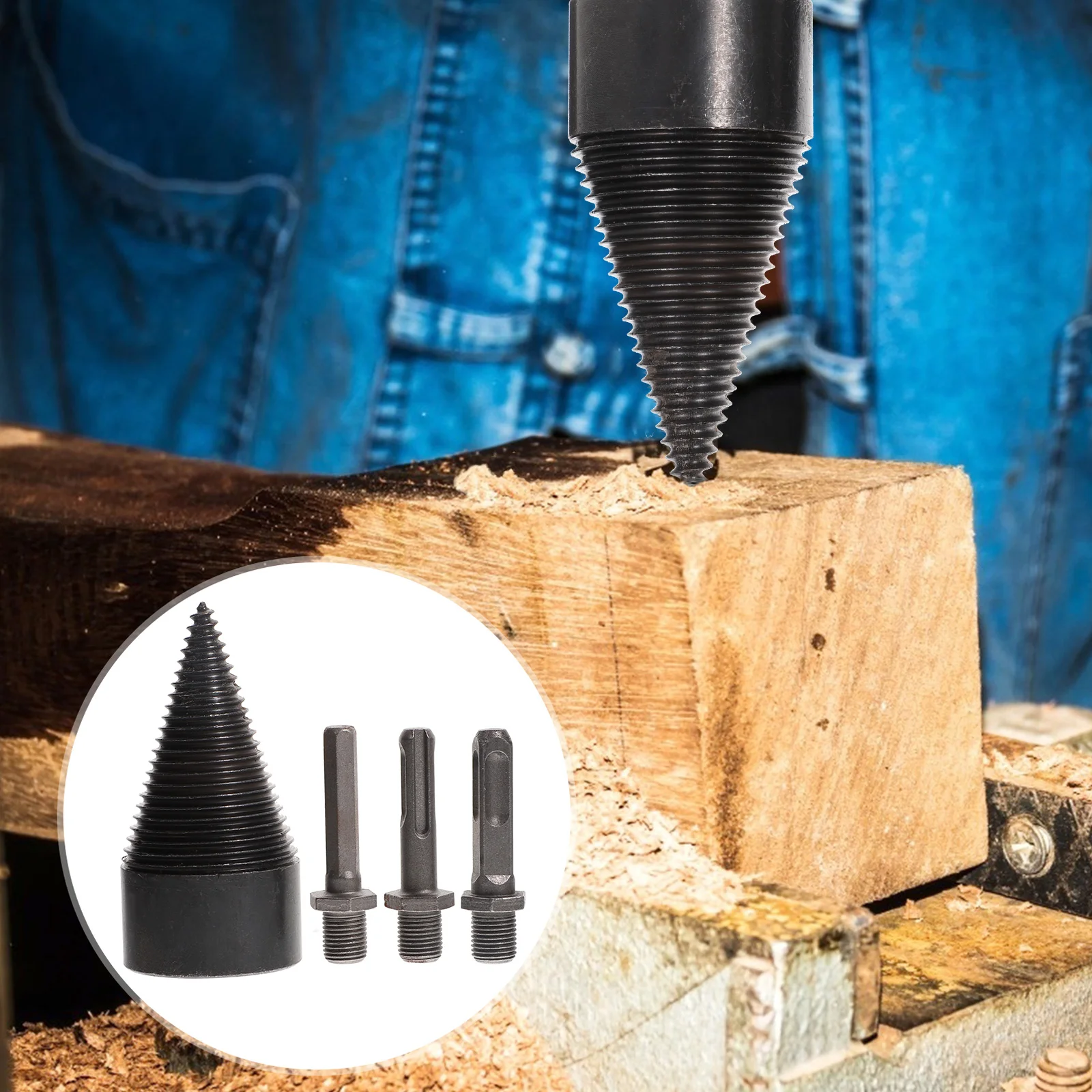 Firewood Drill Log Splitter Woodworking Tool Splitting Bit Cones Electrical Tools Steel
