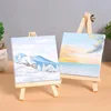 2 Sets Mini Canvas Panel Wooden Easel Sketch Pad Settings For Painting Crafts Drawing Decoration Gift Art Supplies 5