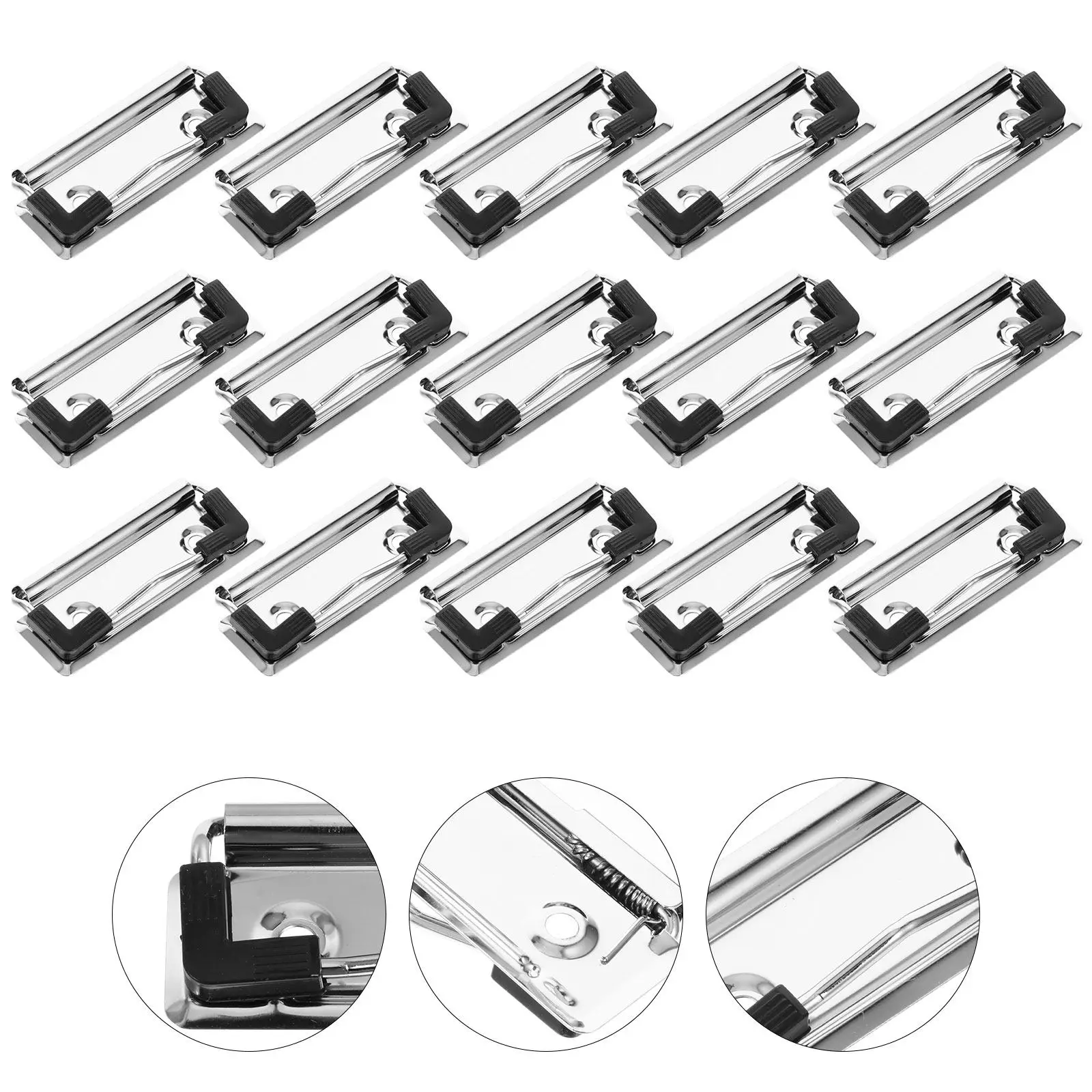 15Pcs 다목적 금속 클립보드 클립 사무실 학교 창고 병원 아트 디스플레이용 장착 가능한 스프링 장착 하드보드 클립