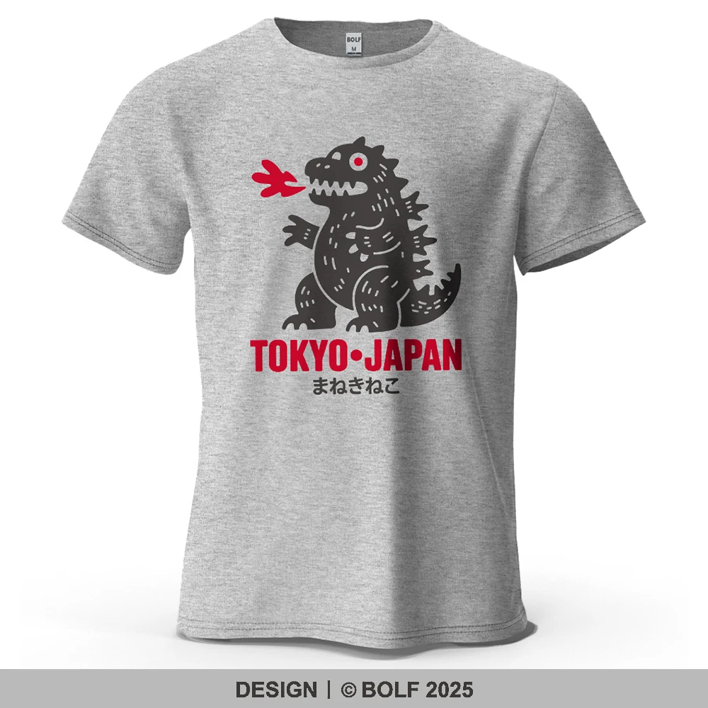 Tokyo Dinosaur Printed Oversized Cotton T-Shirt - Harajuku Graphic Streetwear Tee