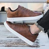 Cheap Brown Men’s Leather Casual Shoes Big Size 48 Comfy Skateboard Shoes Men Lace Up Flat Vulcanize Shoes Man zapatillas hombr
