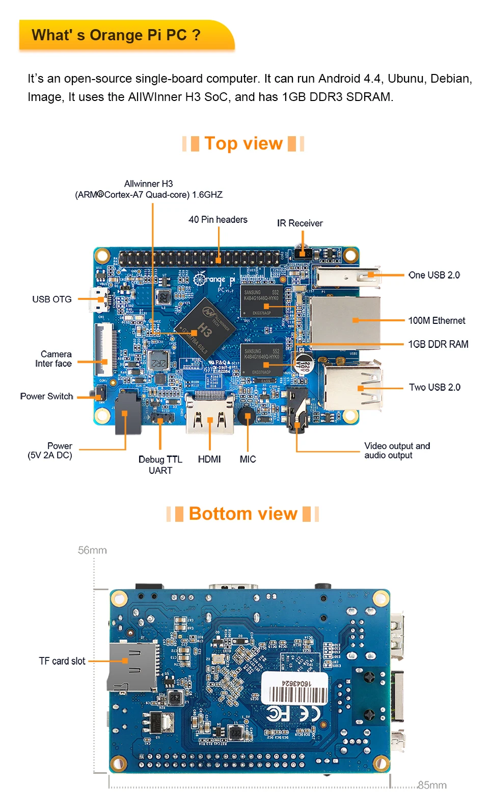 COMPUTADOR ORANGE PI PC PLUS