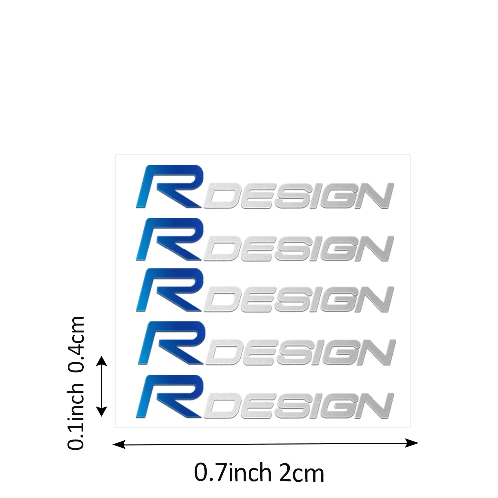 5Pcs 3D 금속 자동차 인테리어 장식 스티커 R 디자인 배지 볼보 RDESIGN T6 AWD S40 S90 S60 XC40 XC60 XC90 용 자동 스타일링