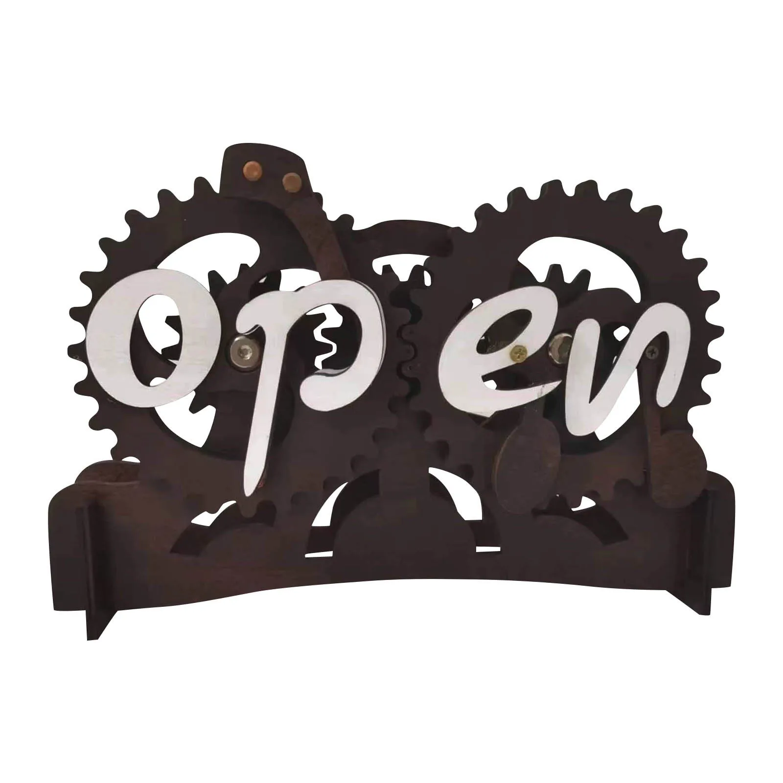 

Flippeable Double-sided Open/Closed Sign Ornaments Wooden Gear Business Closing Sign Shop Open Closed Sign Wall Hanging Decor
