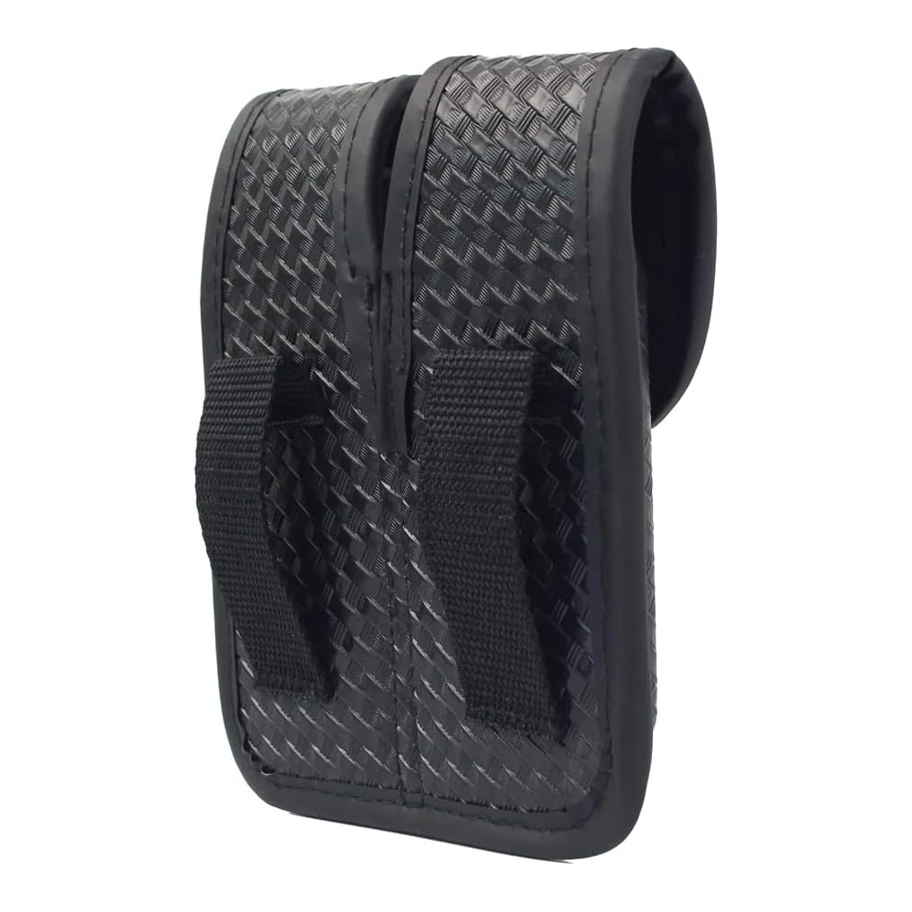 Leather Basket Weave Double Magazine Holder With Snaps – Sinatra Uniform