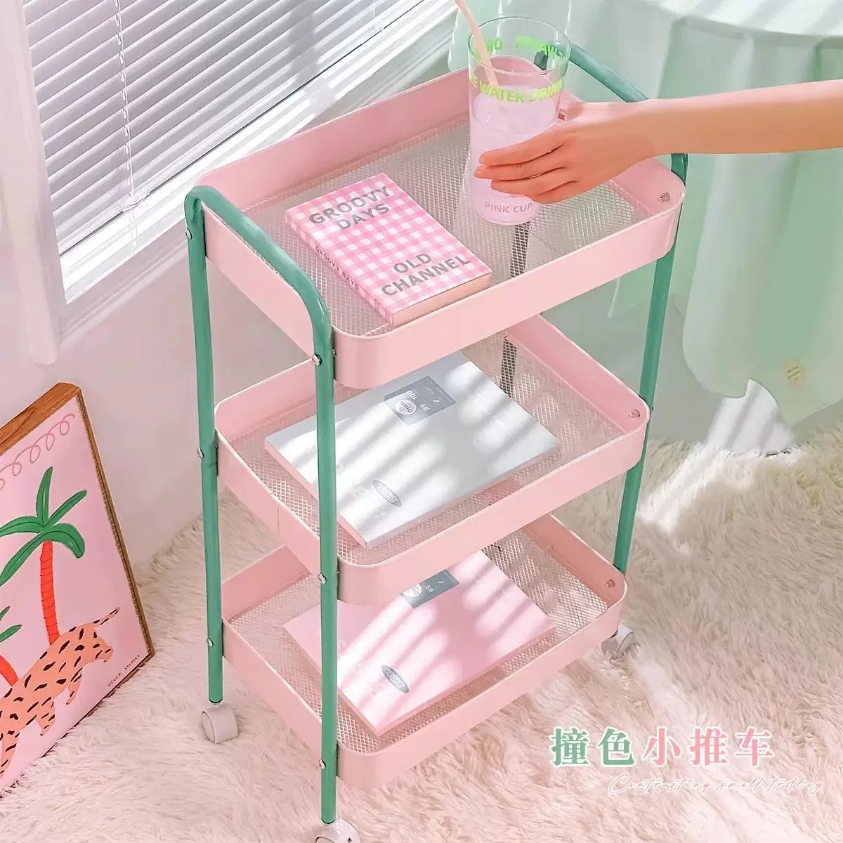 Trolley Storage Shelf Multi-layer Trolley Organizer Mobile Cosmetics Snack Storage Rack Bathroom Shelf rolling storage cart,storage rack