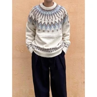 Kapital Vintage Japanese Sle Thiened round Ne Knitted Sweater  Face Design Winter Warm Loose Fit ex Sweater
