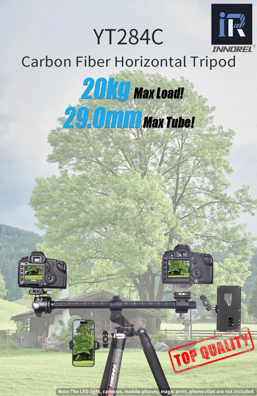 YT284C Professional Carbon Camera Tripod with rotatable multi-angle center colum