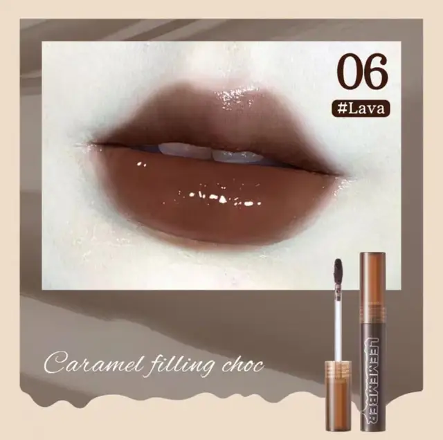LEEMEMBER Lip Gloss Lava Chocolate Series Lip Glaze Glossy Mirror Effect Moisturize Tint Women Beauty Makeup Cosmetics