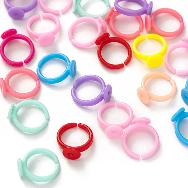 Joyería Argollas De Colores Plastico Anillos Coloridos Ajustables