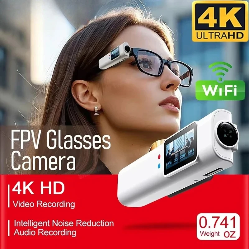 Occhiali FPV 4K Mini con Microcamera HD WiFi, Visore Intelligente per Registrazione Video e Audio con App WiFi - immagine 2