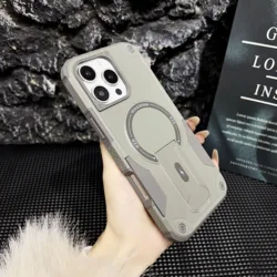 Magnetic Hybrid Shockproof Folding Stand Holder Armor Case - iPhone 12 Pro (Gray)
