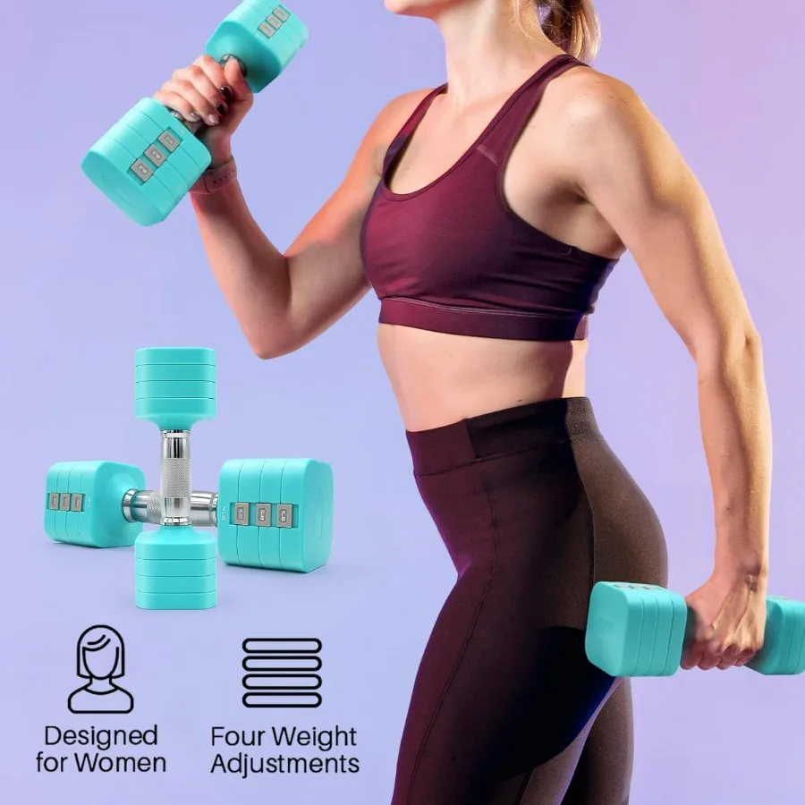 20LBS Adjustable Dumbbell Set, 4 in 1 Free Weights Dumbbells Set for,4lb 6lb 8lb 10lb, with Metal Non Slip Handle，Quick Change，H