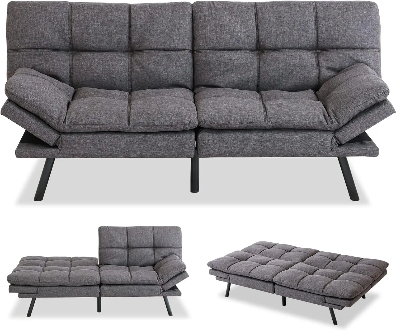 

Bed Memory Foam Sleeper Sofa Couches Sets for Small Spaces Convertible Full Size Fabric Wood Mattress and Frame Sofabed