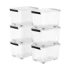 Stackable and Nestable Storage Boxes with Lids and Secure Latching Buckles, Large Storage Container (Clear, 72Quart-6Pack) 1