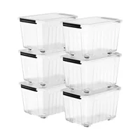 Stackable and Nestable Storage Boxes with Lids and Secure Latching Buckles, Large Storage Container (Clear, 72Quart-6Pack) 1