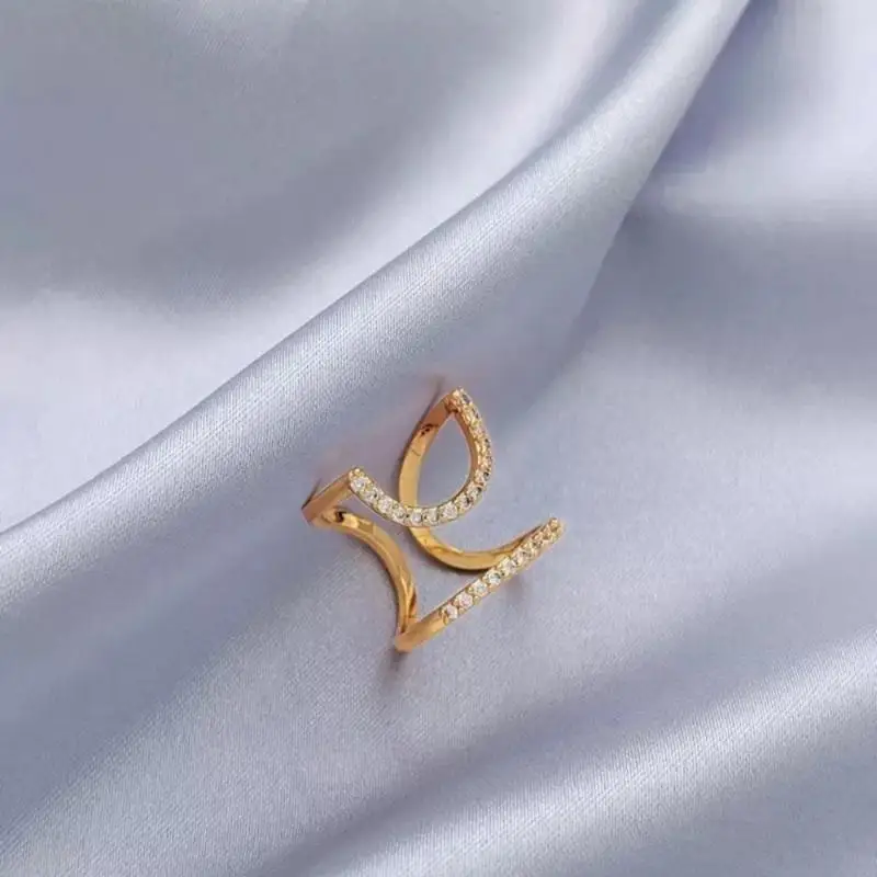 Thin Nail Rings for Women Girl Daily Fingertip Protective Cover Fashion Jewelry Double Ring Adjustable Fashion Gothic Metal Line