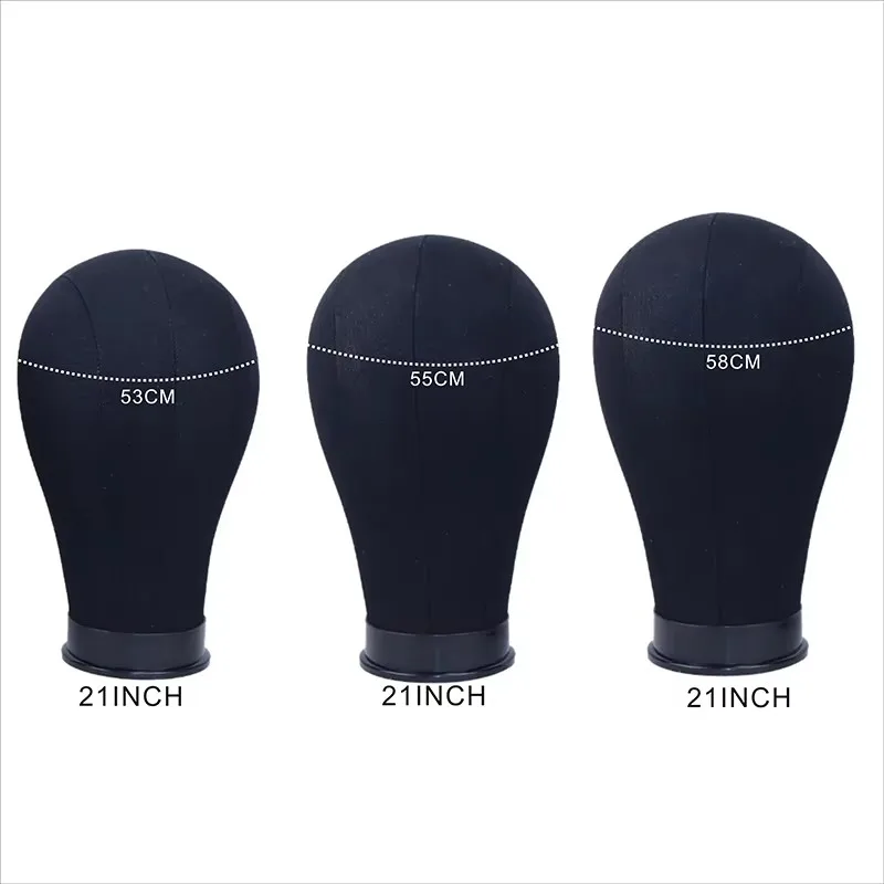 21-23inch Canvas Block Wig Black Head For Wigs Making Display Styling  Mannequin Manikin Head