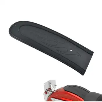 Black Rear Fender Bib Pad Flame Pattern PU Leather Rear Seat Cushion Pad For Harley Dyna Wide Glide Fat Bob Street Bob 06-17