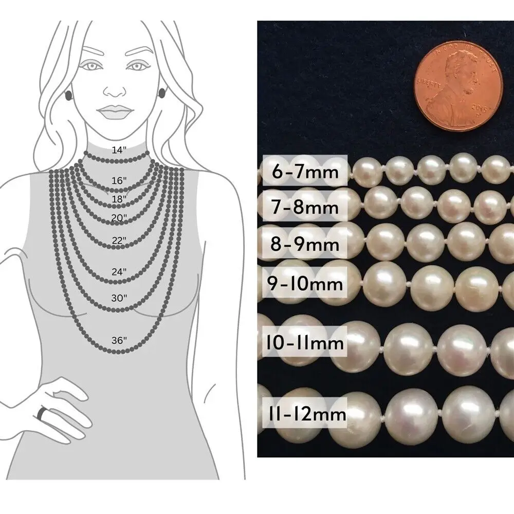 Baroque Black Blue Pearl Necklace - 925 Silver 12-11mm 16in to 35in Lengths