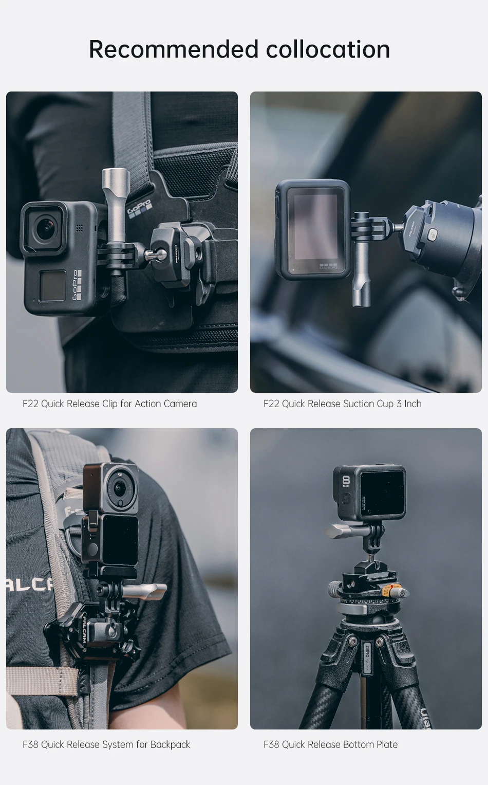 F22 Clamp Quick Release Plate Quick Release Base Ball Head for Gopro Cameras