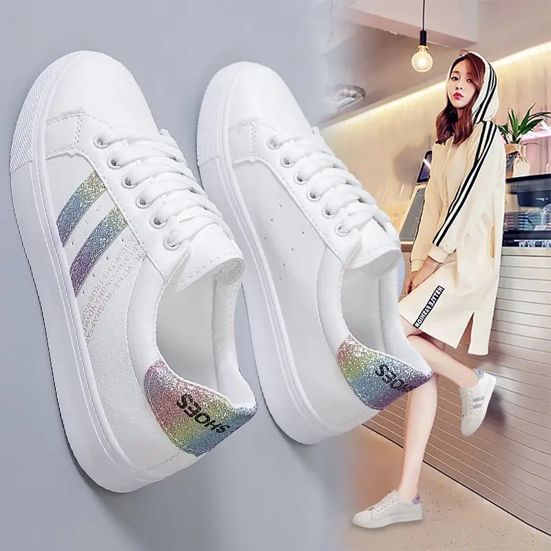 Women Sneakers Autumn Casual Walking Shoes Flat Lace Up Flat-bottomed Casual Shoes