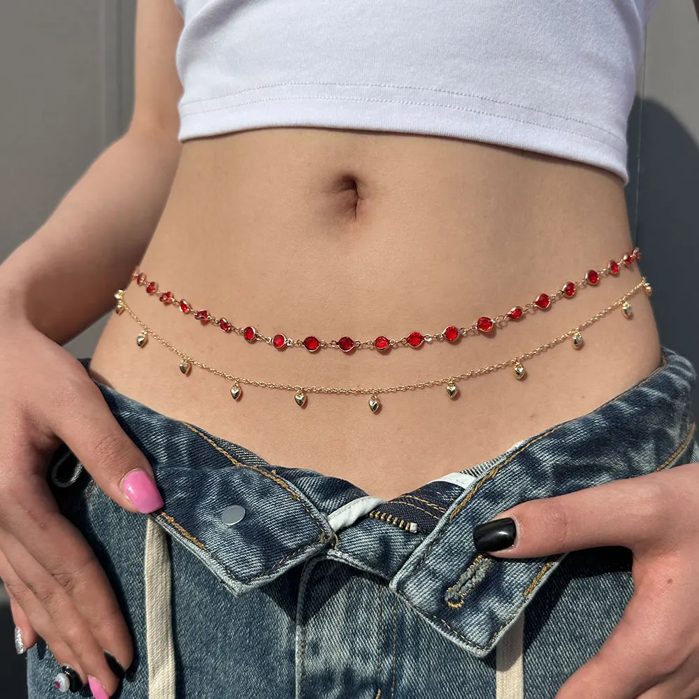 Fezf Catene di Vita d'oro, 4 Catene di Pancia a Strati, Catene di vita Lucide, Catene di Bikini, Gioielli per il Corpo per le Donne, Catene di Pancia