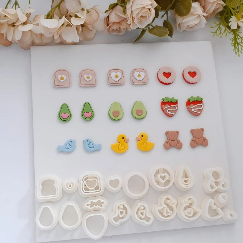 Cute Fruit/animal Shape Polymer Clay Cutter Mini Love Toast/avocado Polymer Clay Mold DIY Earring Jewelry Cutting Tool