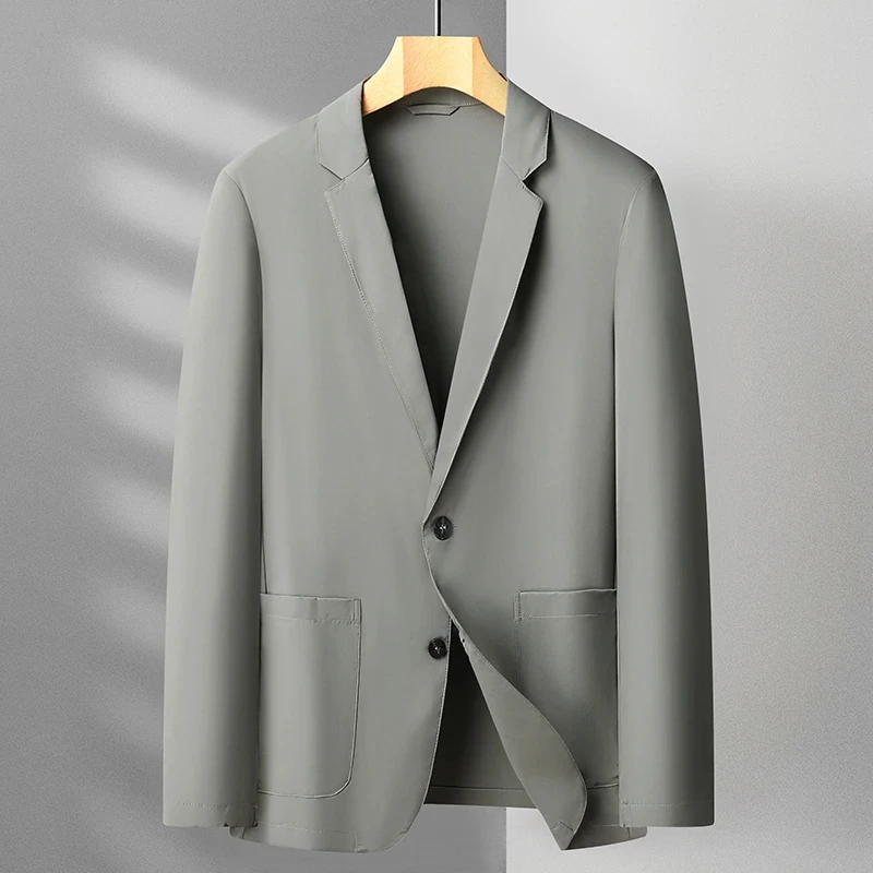 Men's casual blazer lapel long sleeve one-button pocket slim blazer solid color suit