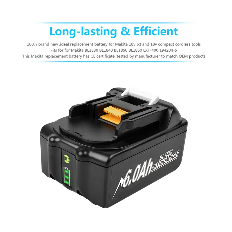 BL1860B, BL1840, BL1850, BL1830, BL1860B, LXT 400, 9000mAh