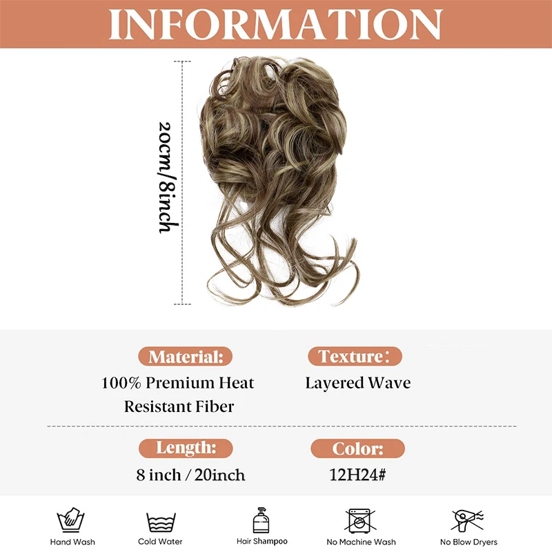 Synthetic Hair Bun for Women: Elegant Messy Curly Style, Fluffy & Easy to Use with Elastic Band. Suitable for Daily Use - 4