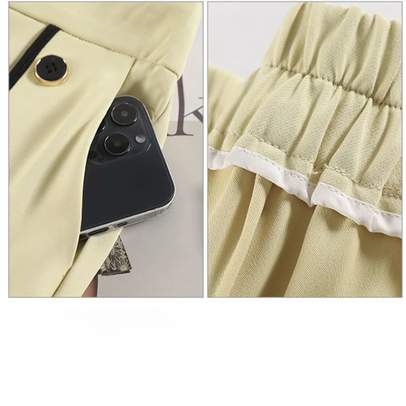 Women NewTrousers Ice Silk Wide-Leg High Waist Suit Pants Thin Loose-Fitting Mopping Slimming Large Size Casual Pants