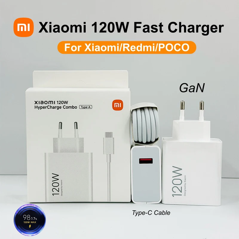 Cargador Original Xiaomi de 120W 100W, Adaptador de Carga Rápida Turbo para Xiaomi 17 17T 14T 13T 12S Pro Lite POCO X8 Pro X6 Redmi