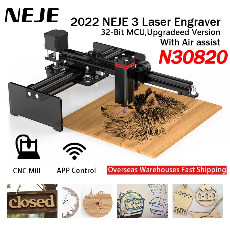 NEJE 3 N30820 Laser Engraving Machine Desktop Laser Cutter Cutting Laser Printer CNC Router Engraver Wireless APP DIY woodworking bench for sale Woodworking Machinery