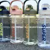 With Straw Sports Kettle with Straw 1.3L 1.5L 2L Graduated Water Cup with Straw Large Capacity Dustproof Fitness Water Bottle