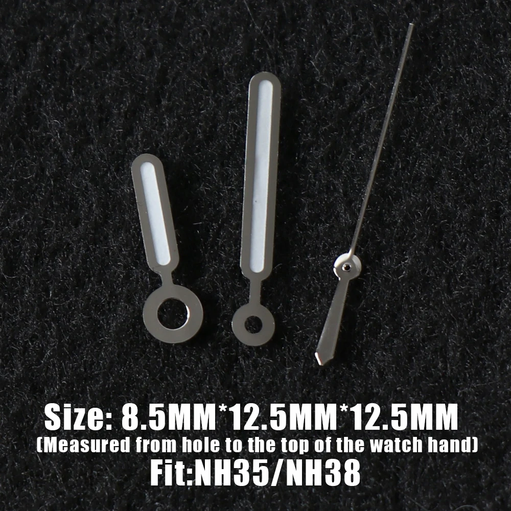 Watch Accessories, 8.5*12.5*12.5mm NH35 Watch Hand for Seiko Nautilus NH35 NH36 Movement Watch Needle Hands, Green Lume Silver Vintage