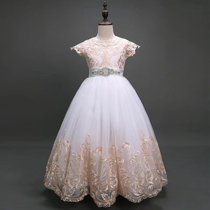 Adolescente branco vestidos de dama de honra para meninas elegantes  crianças menina rendas princesa vestido de