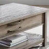Modern Farmhouse Lift Top Coffee Table, lift-top surface, hidden storage, an open shelf for display, Rustic Gray/Rustic White 4