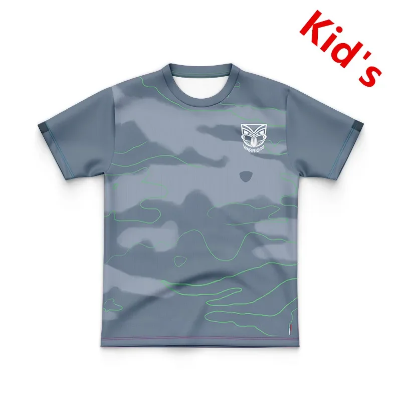 

2024 новые зеландийские воины Предсезонные Молодежные тренировочные Регби Джерси для детей размер 16-26 (печать имени и номера)