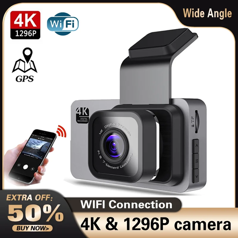 Wifi Car Dvr Schermo Da 3.0 Pollici 4K E 1296P Dual Lens Vista Posteriore Dash Cam Videocamera Per Veicoli Videoregistratore Monitor Di Parcheggio 24 