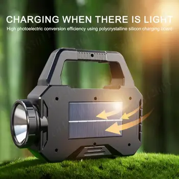Solar Camping Lantern Led Flashlight Outdoor Camping Searchlight Type-C Rechargeable Handheld Spotlight Torch COB Hiking Fishing 2