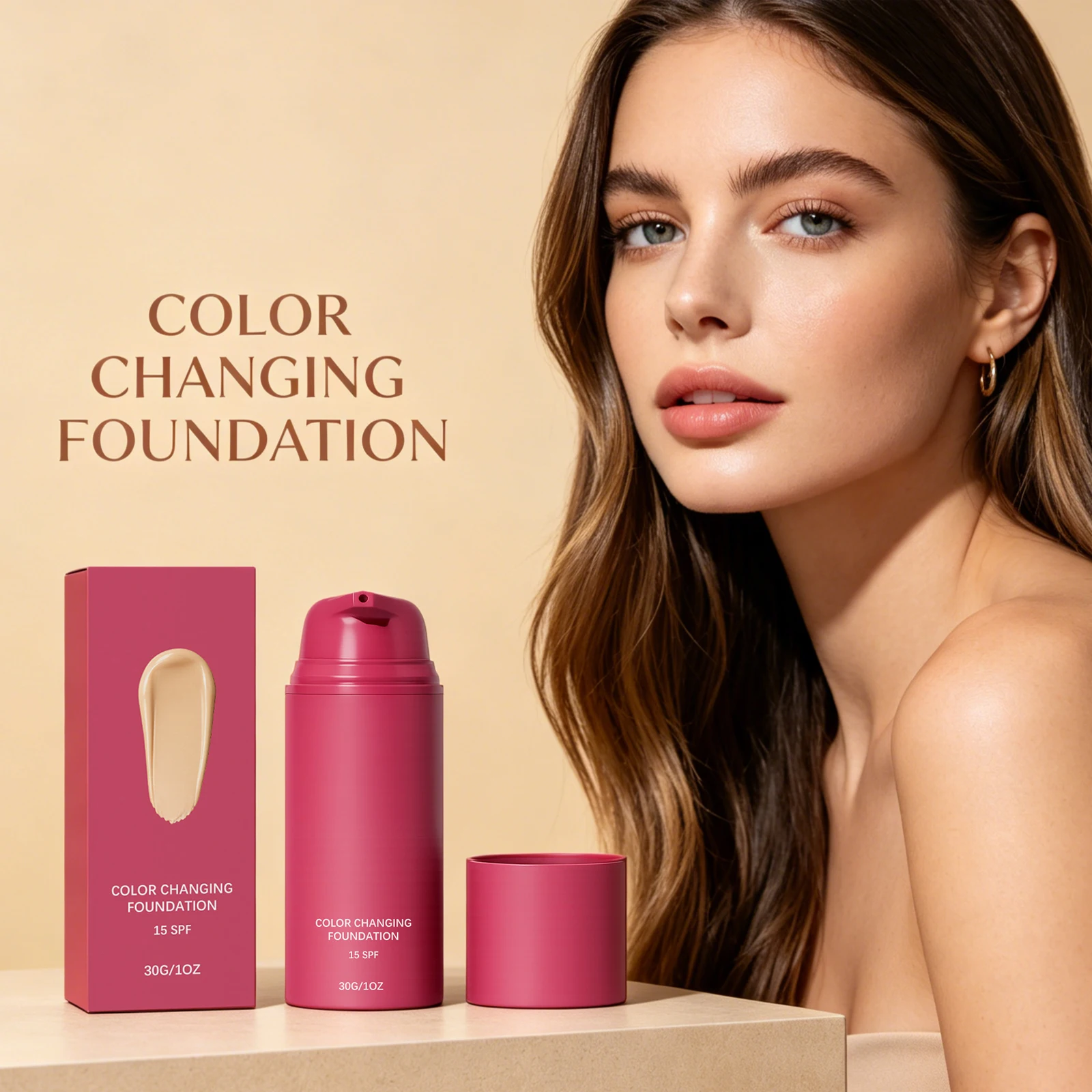 Liquid Foundation SPF 15 Color Changing Concealer Cover Face Blemishes Fine Lines Facial Foundation Natural Beauty Makeup Cream_voghion.com