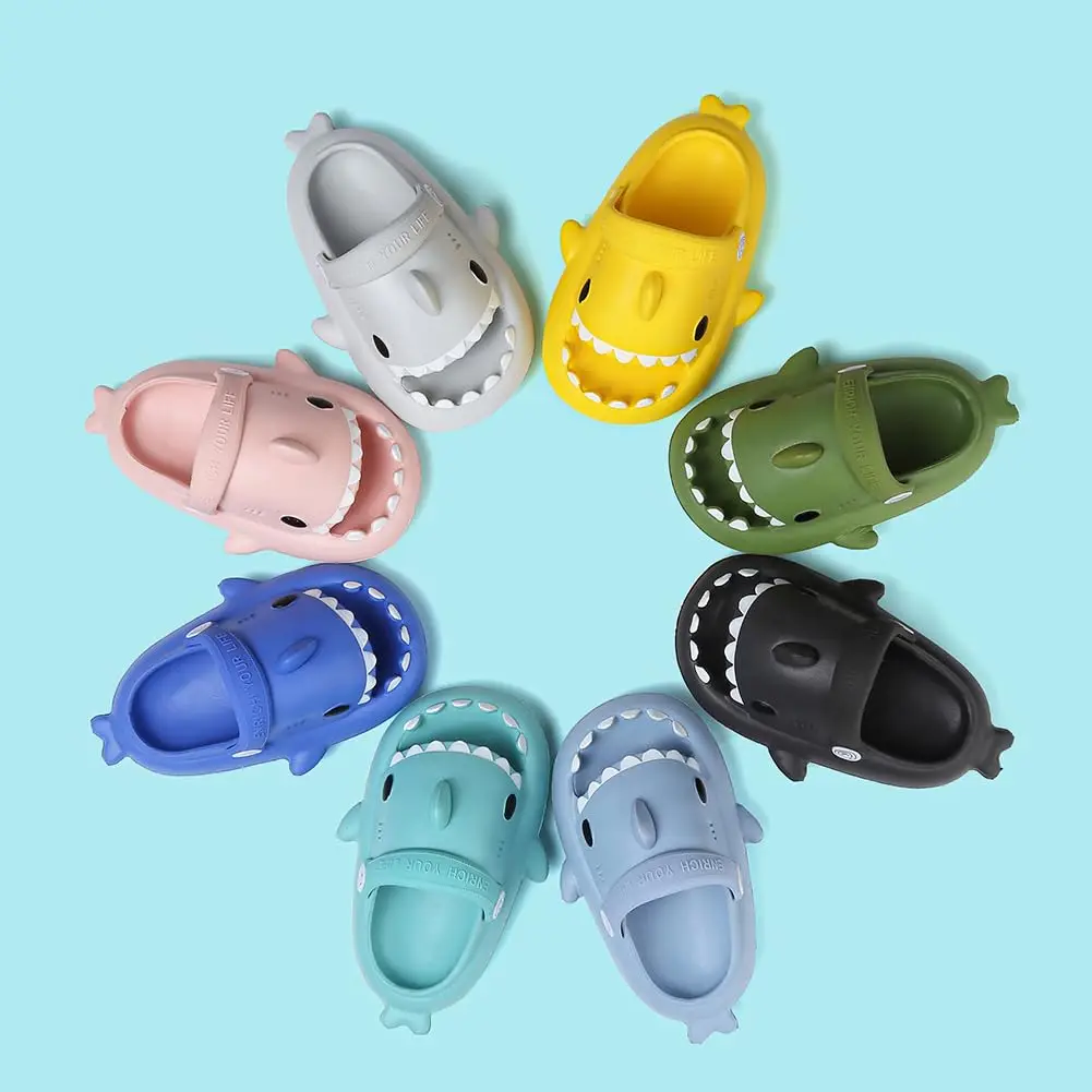 SmilePoP Kids Shark Slides Sandals Summer Slip-On Sandals Shower Beach Pool Anti-slip Slippers for Kids Girls ThickSole Slippers 6
